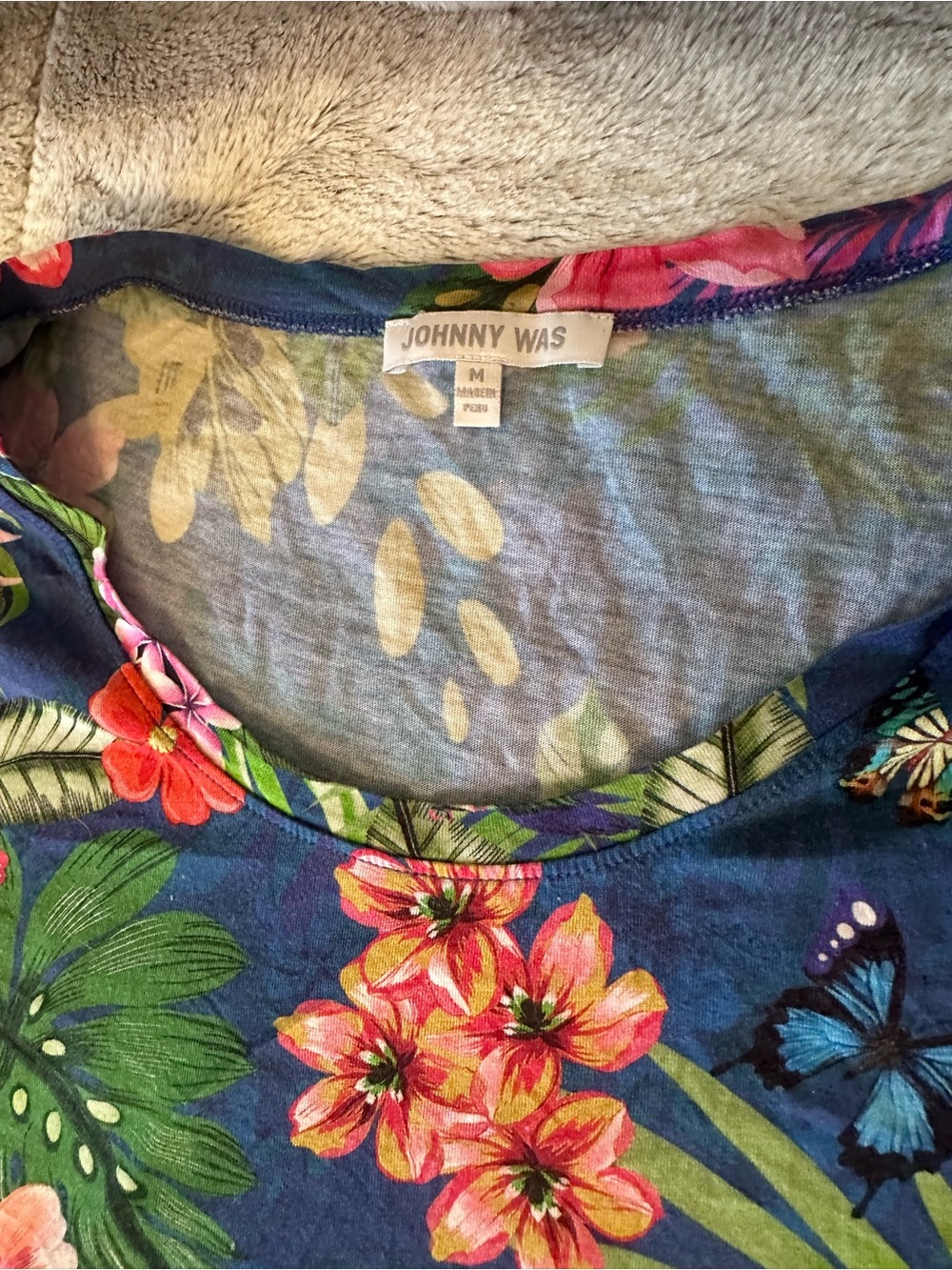 Johnny Was Navy Tropical Floral Two-Piece Lounge Set - Picture 5 of 11
